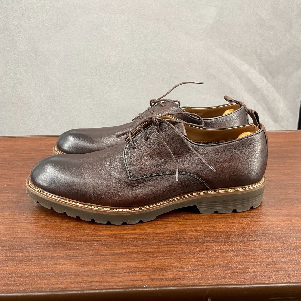 Thomas & Vine Davies Mens US 9 Dress Shoes Brown Leather Plain Toe Derby Formal